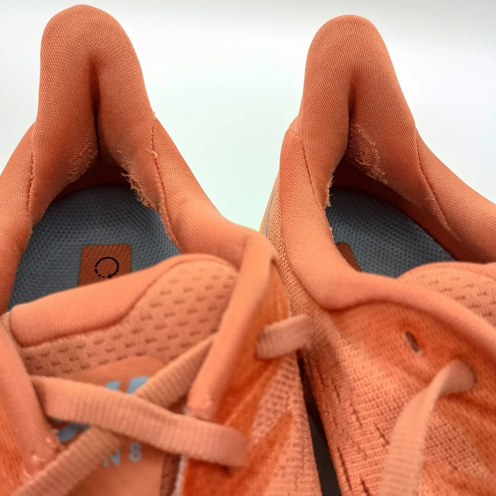 Hoka Clifton 8‎ Wide Womens 10D Running Shoes Orange 1121375 SBSCR